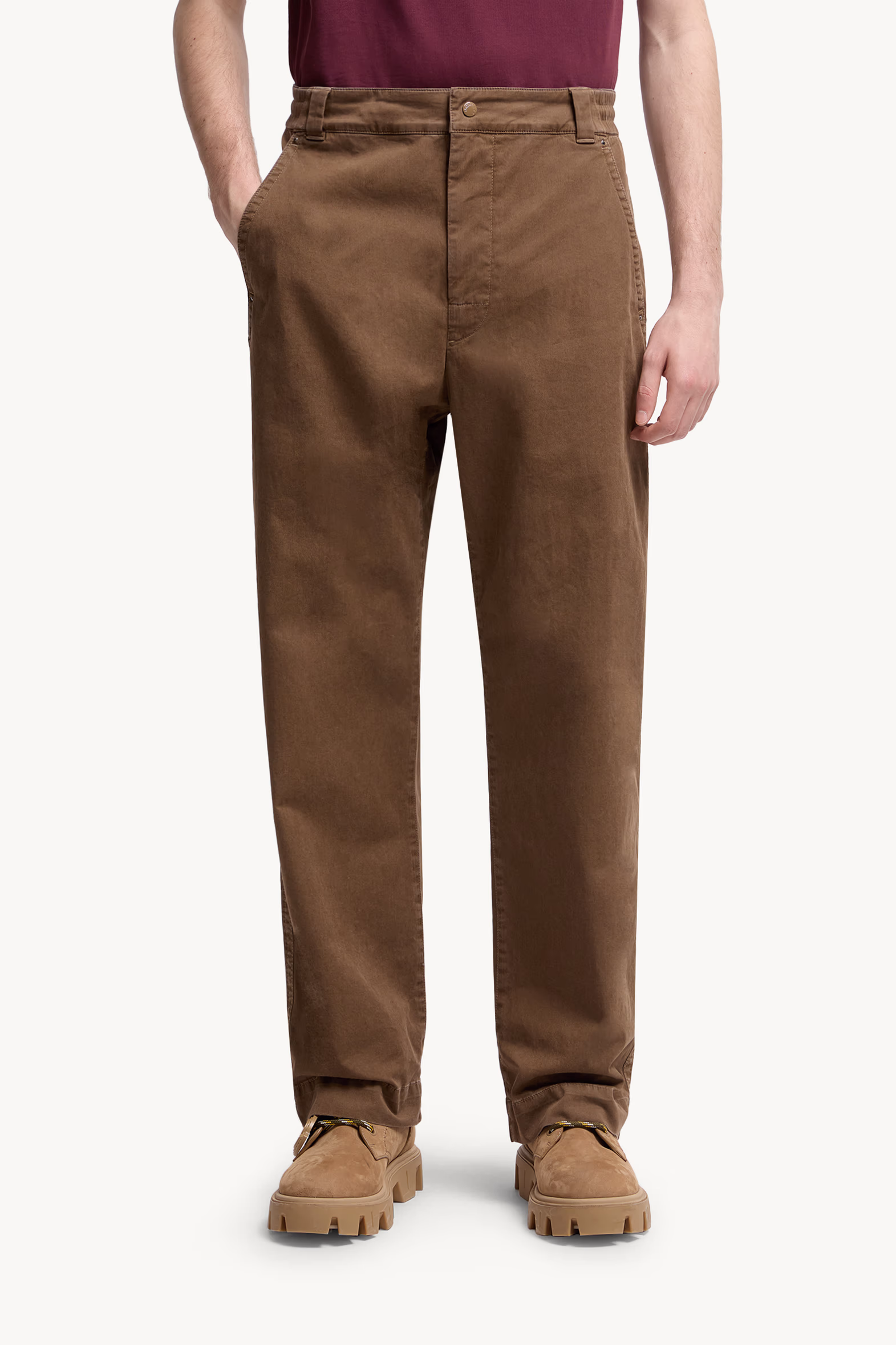 Pantalones de gabardina de algodón Hombre Marrón Moncler 3